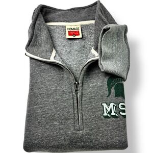 Homage Gray ¼ Zip Pullover Sweater Michigan State Spartans Men's Size 3XL USA